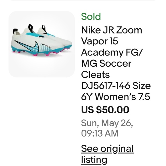 Nike JR Zoom Vapor 15 Academy FG/MG Soccer Cleats DJ5617-146 Size 6Y Women’s 7.5 - Picture 6 of 16